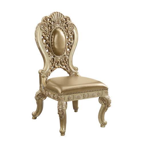 Seville - Side Chair (Set of 2) - Tan PU & Gold Finish - Tony's Home Furnishings