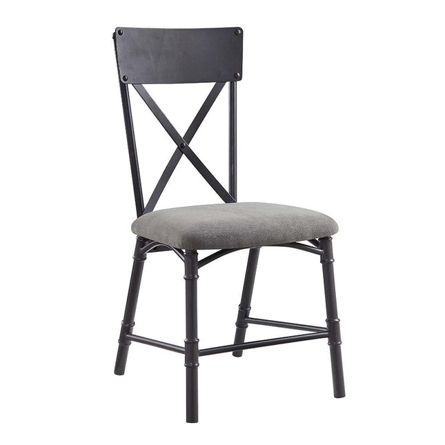 Edina - Side Chair (Set of 2) - Gray Fabric, Oak & Sandy Black Finish - Tony's Home Furnishings