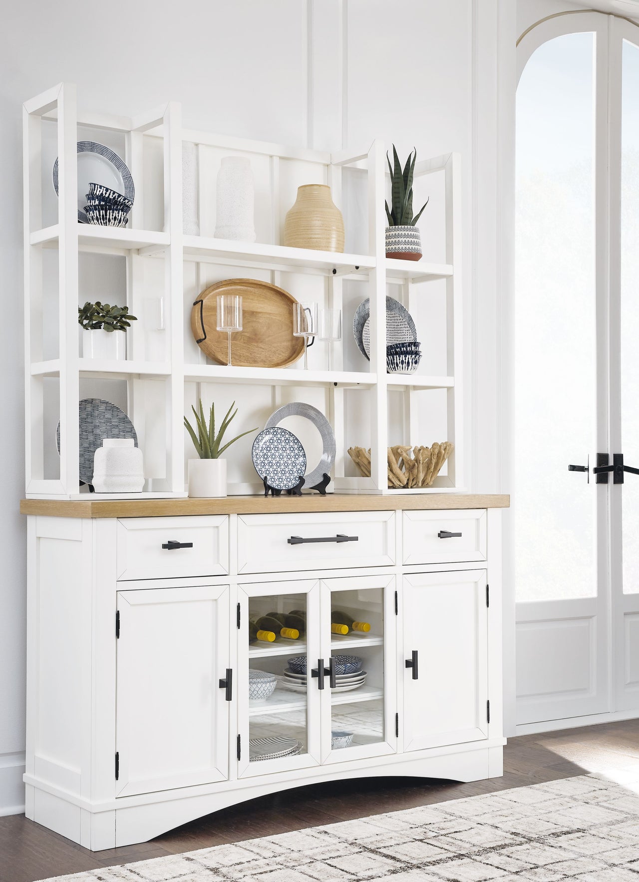 Ashbryn - White / Natural - Dining Server And Hutch - Tony's Home Furnishings