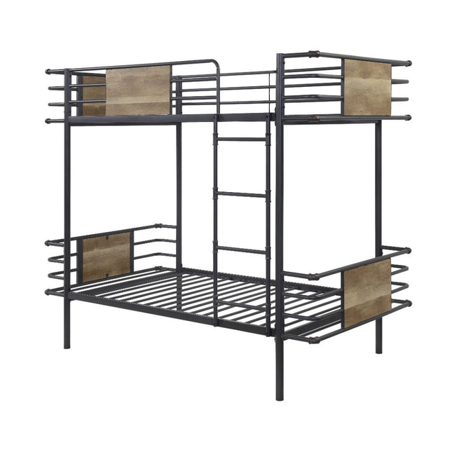 Deliz - Twin Over Twin Bunk Bed - Gunmetal - Tony's Home Furnishings