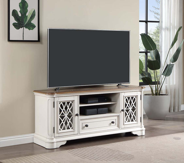 Florian - TV Stand - Oak & Antique White Finish - Tony's Home Furnishings