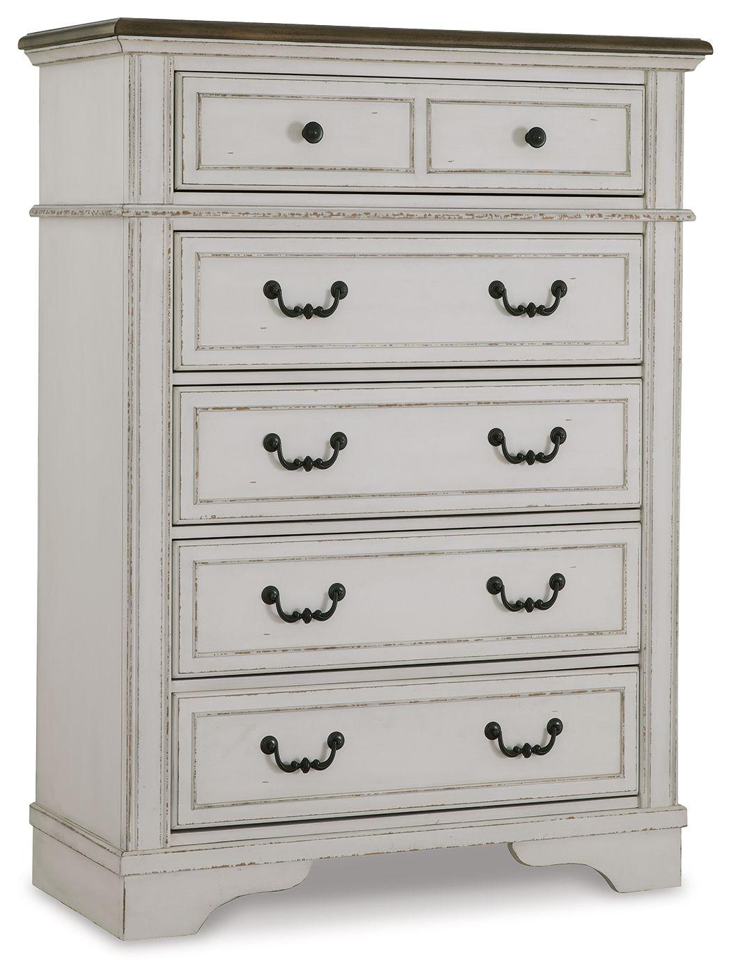 Brollyn - White / Brown / Beige - Five Drawer Chest Tony's Home Furnishings Furniture. Beds. Dressers. Sofas.