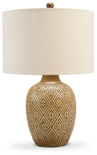 Thumbnail for Jairgan - Tan / Black - Poly Table Lamp (Set of 2) Tony's Home Furnishings Furniture. Beds. Dressers. Sofas.